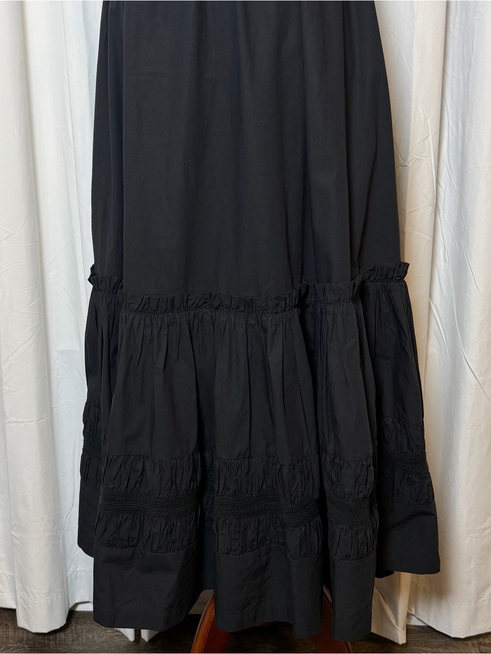 Cleobella Diana Ankle Dress Small Black Organic Cotton Smocked Pockets - Picture 7 of 14